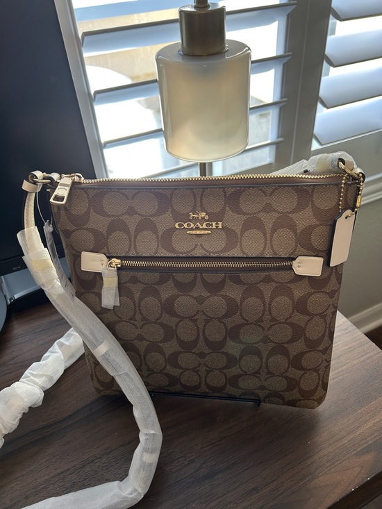 Coach Handbags - Coach Brown Signature Crossbody with Cream Trim- NWT